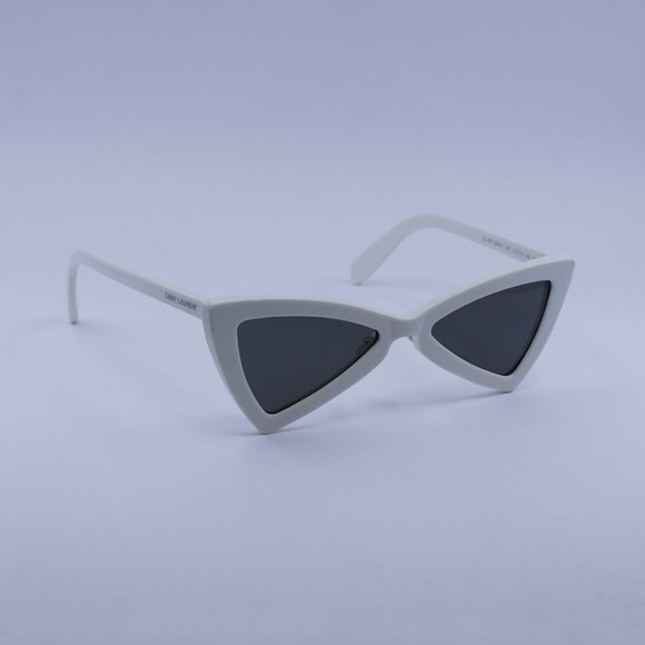 Saint Laurent SL207 JERRY 007 Sunglasses White Cat Eye Frame, Grey Lenses main image 8